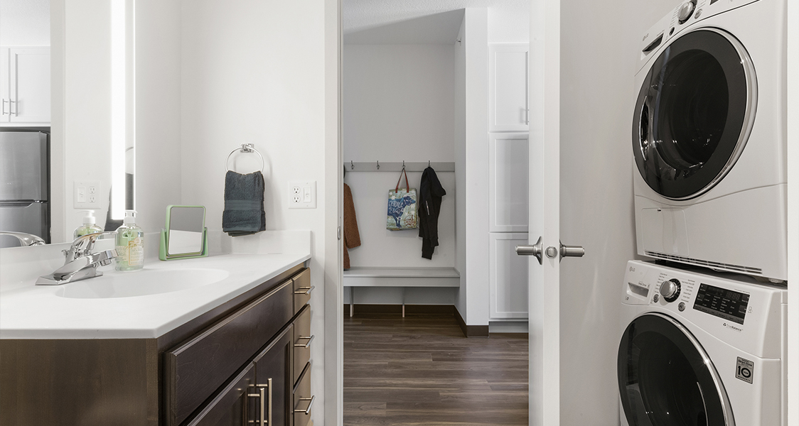 a shot of the entryway from inside of the bathroom.