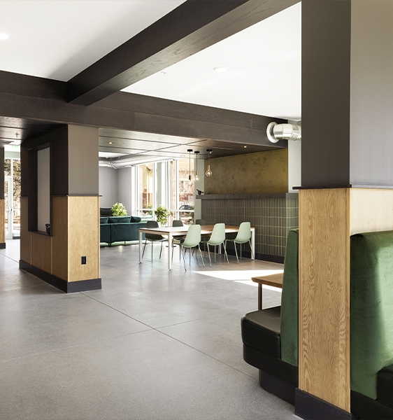 the Blaise common areas with plenty of seating